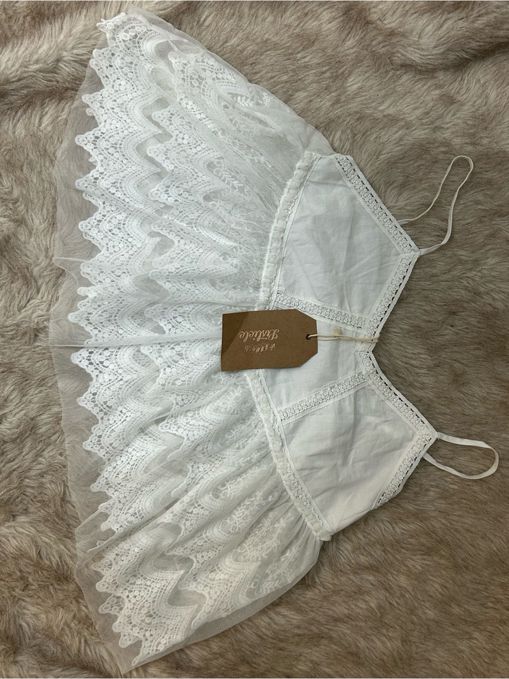 Listicle White Lace Trim Camisole Chemise